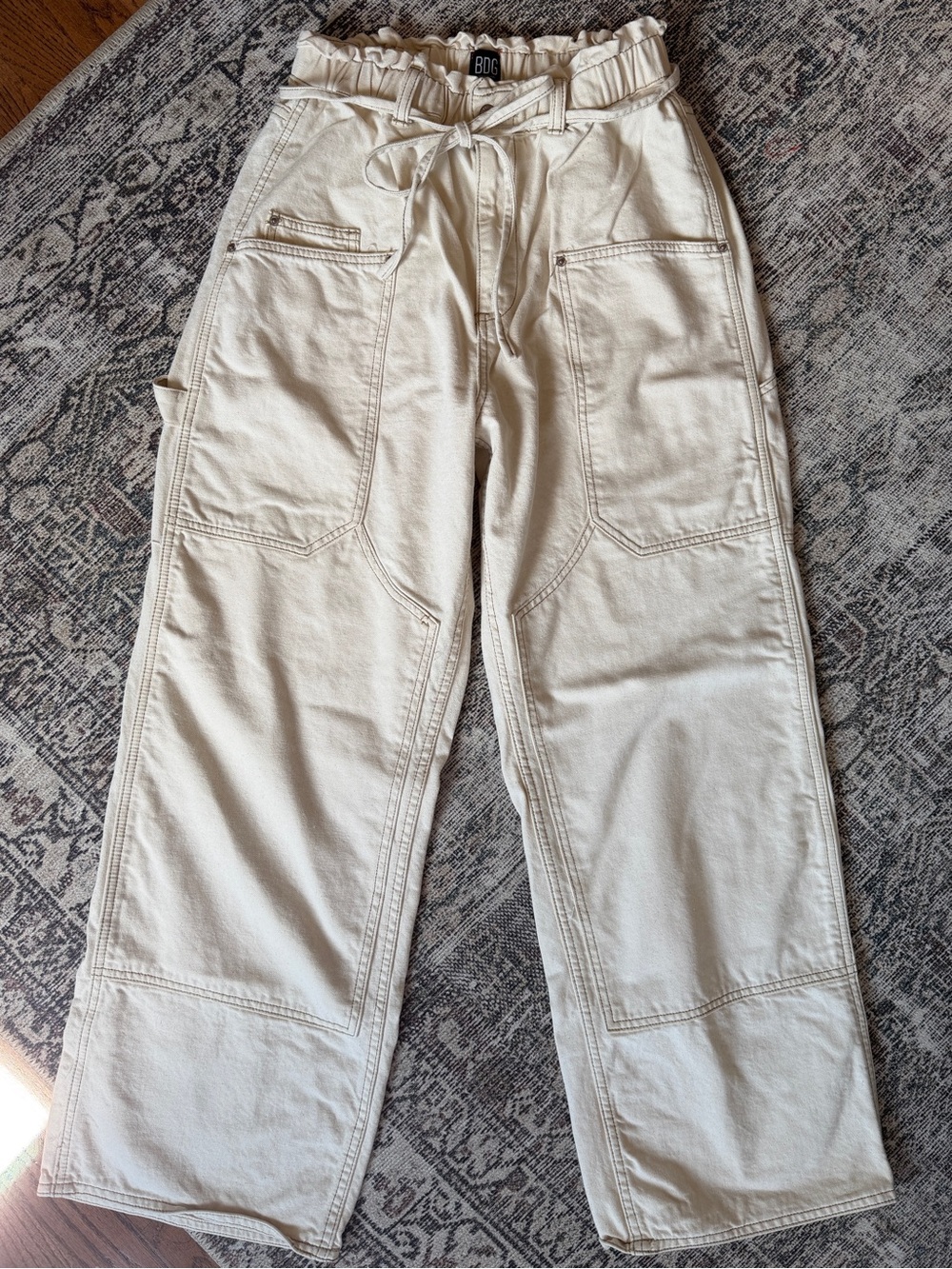 BDG Urban Outfitters Cream Carpenter Utility Wide Leg Pants Size M